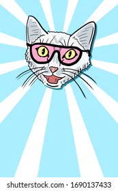 Weird cat in sunglasses - cool cat meme with copy space.