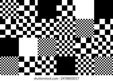 Weird Checkered Pixels Glitch Effect Abstract Background. Glitched Stripes and Random Pixels Television Screen. Distorted Glitch Effect. NO SIGNAL TV Frame Vector.