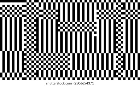 Weird Checkered Pixels Glitch Effect Abstract Background. Glitched Stripes and Random Pixels Television Screen. Distorted Glitch Effect. NO SIGNAL TV Frame Vector.