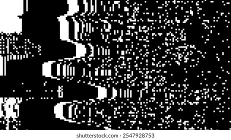 Fundo abstrato estranho efeito de falha de pixels verificados. Padrão de Pixels de Erro de Jogo Vintage. Efeito de câmera de datamoshing de falha. Fundo VHS retro, como em fita de vídeo antiga rebobinar ou tela de TV sem sinal