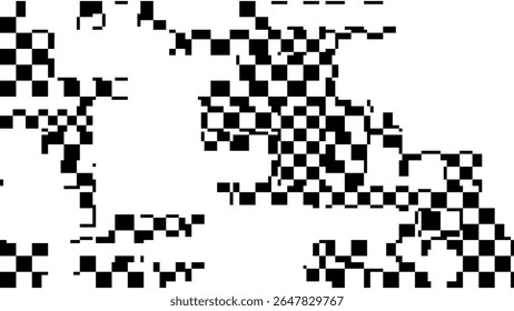 Weird Checkered Pixels Glitch Effect Abstract Background. Glitched Stripes and Random Pixels Television Screen. Y2K Overlay Texture. NO SIGNAL TV Frame Vector.