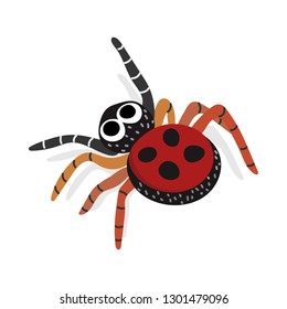 Weird and colorful spider isolated on white background. Spider vector cartoon. 