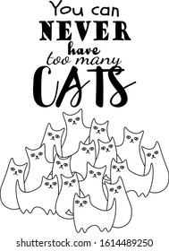 A Lot Of Weird Contour Cats With Text 