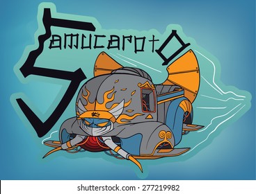 Weird Contraption Flying Machine, Vector Illustration