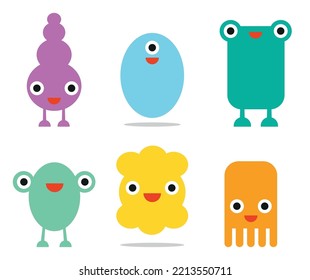 Weird but cute creatures vector illustration