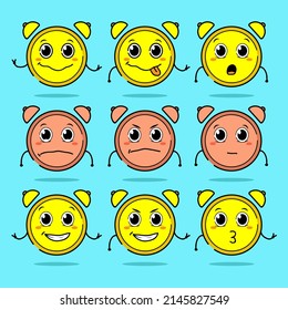 Weird Cute And Kawaii Alarm Clock Cartoon Face Expressions Collection