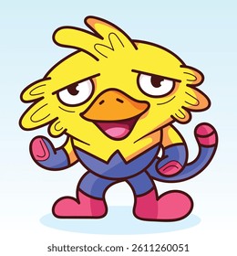 weird duck with super cool superhero powers with clothes that catch your eye