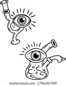 Weird Eye Pipe Cartoon Trippy Glass Bong Design