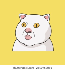 Weird Face Cat Meme Sticker Cute Illustration