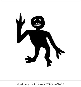 Weird Figure with Ugly Face, Naive Style. Vector Illustration