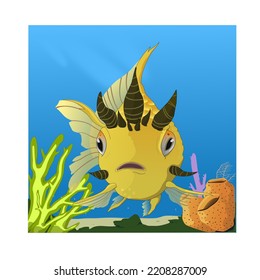 Ein seltsamer Fisch mit Hörnern