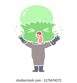 weird flat color style cartoon alien