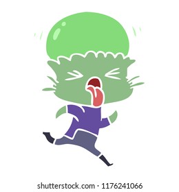 weird flat color style cartoon alien