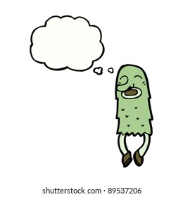 weird furry monster with thought bubble