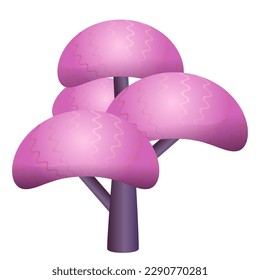 Weird futuristic abstract pink tree with a beautiful patterned crown in igor style, for the design of space, parks, landscapes, cards	