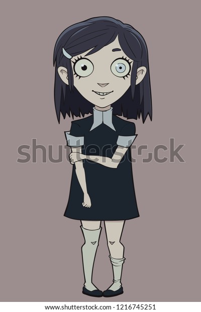 weird girl old fashioned gothic black stock vector royalty