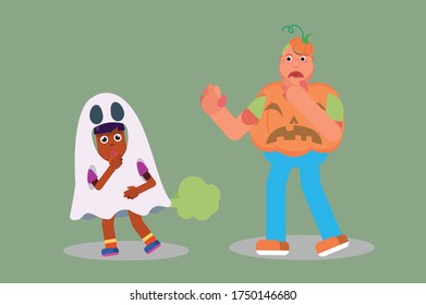 Weird Halloween character design. This character illustration can use as a sticker also.