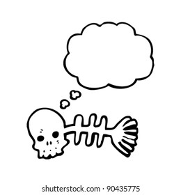 weird halloween fish skeleton cartoon