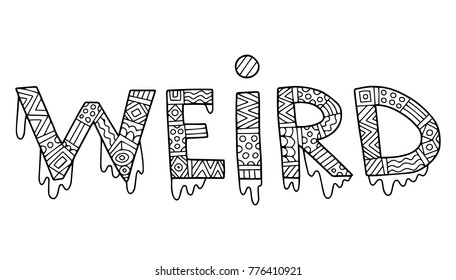 Weird hand written lettering. Words. Writing.