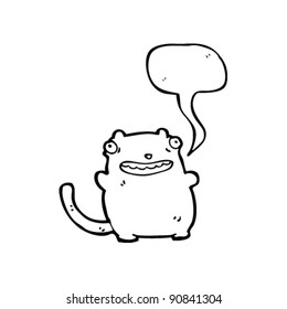 weird happy cat with speech bubble