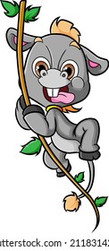 The weird horse is hanging like a monkey on a tree of illustration