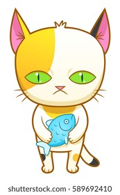 Weird kitten with fish