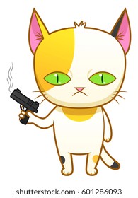 Weird kitten with a gun