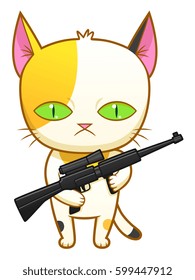 Weird kitten with a rifle