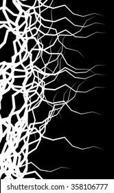 Weird lines from edge. Abstract monochrome vector pattern.