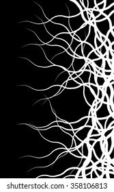 Weird lines from edge. Abstract monochrome vector pattern.