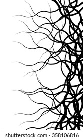 Weird lines from edge. Abstract monochrome vector pattern.