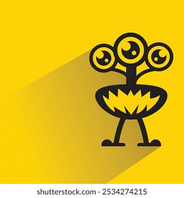personagem monstro estranho com sombra no fundo amarelo