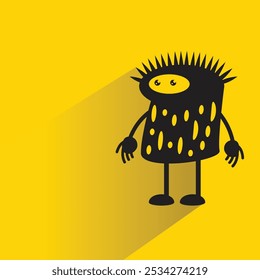 personagem monstro estranho com sombra no fundo amarelo