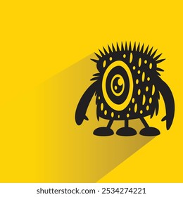 weird monster character with shadow on yellow background