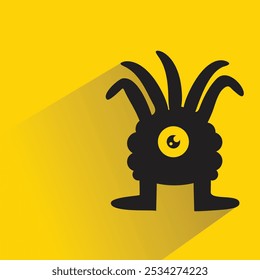 personagem monstro estranho com sombra no fundo amarelo