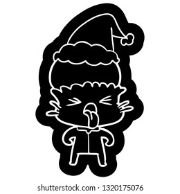 weird quirky cartoon icon of a alien wearing santa hat