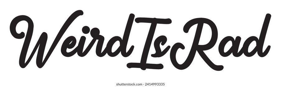 weird is rad text on white background.