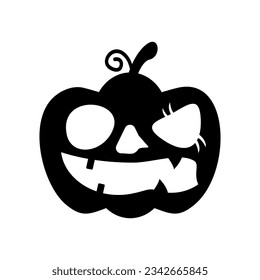 Weird and scary face pumpkin illustration happy halloween