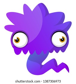 Weird shape blue monster illustration vector on white background