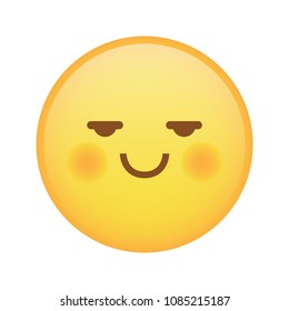Weird  smile shy emoji represent suspicious expression in vector isolated