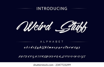 Weird Staff Stylish brush painted an uppercase vector letters, alphabet, typeface.