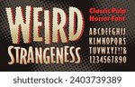 Weird Strangeness: A wiggly edge alphabet in the style of 1940s and 1950s pulp comic fiction booklets