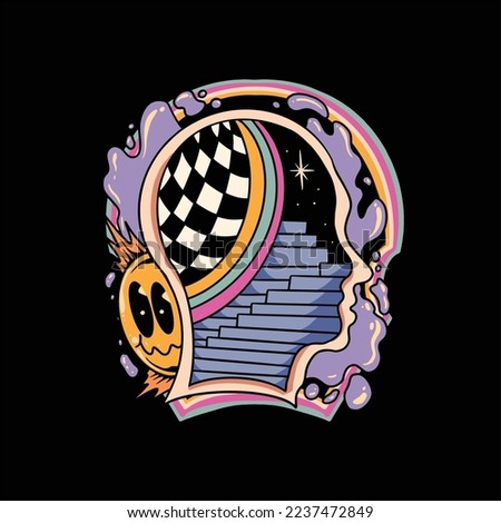 weird trippy illustration vector design