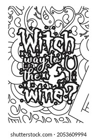 weith way to the wine coloring page design. Halloween coloring book.
