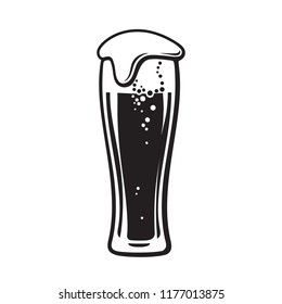 Weizen beer glass. Hand drawn vector illustration isolated on white background.