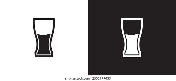 Weizen glass icon, Drink glass icon. Glass cup icon for drinks in flat style. Vector illustration isolated on black and white background. Eps10