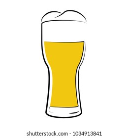 Weizen glass made in minimalism outline style.