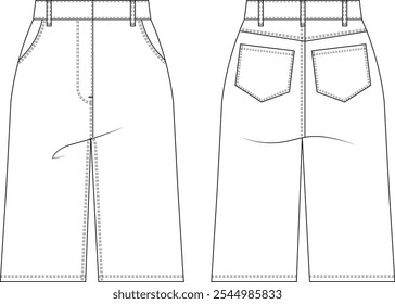 Weknee longitud cintura alta altura altura altura media altura altura altura altura media cintura pierna ancha recta bermuda pantalón corto denim jean Plantilla dibujo técnico plano croquis cad maqueta moda mujer diseño estilo modelo 