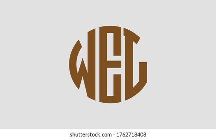 WEL Circle Emblem Abstract Monogram Letter Mark Vector Logo Template