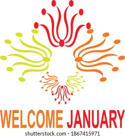 Welcom january logo design vector